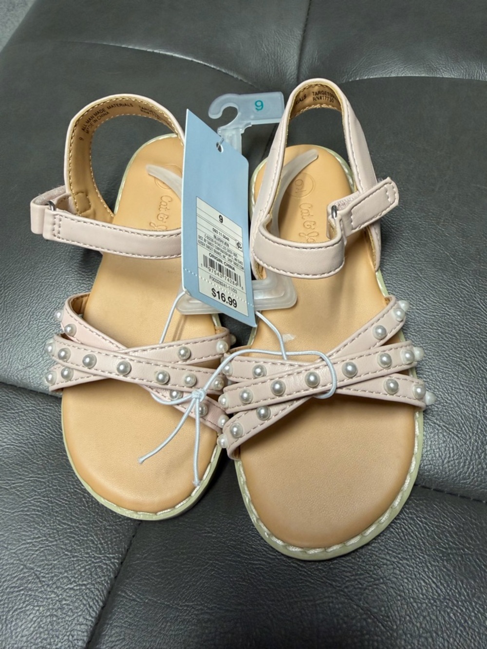 Girls' Pearl-Studded Pink Sandals - Kids Shoes